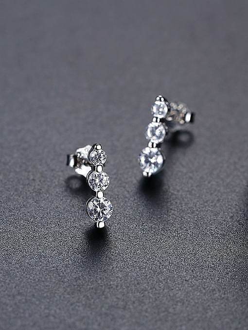 925 Sterling Silver Cubic Zirconia Geometric Minimalist Drop Earring