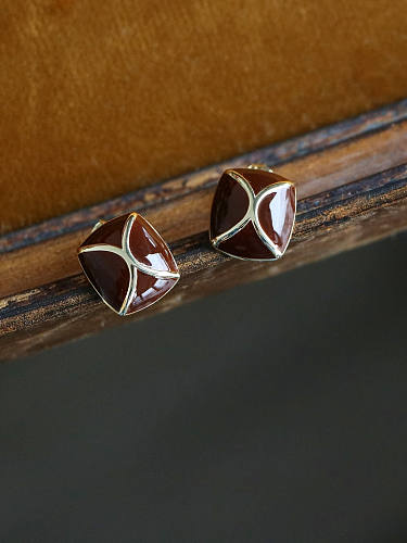 Boucles d'oreilles minimalistes géométriques en émail en argent sterling 925