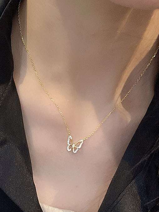 Minimalistische Halskette aus 925er Sterlingsilber mit Zirkonia-Schmetterling