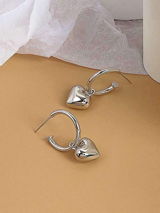 925 Sterling Silver Heart Minimalist Drop Earring