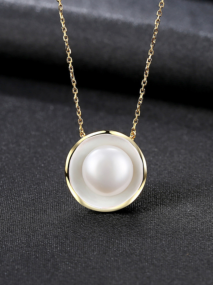 Nouveau collier pendentif perle d'eau douce naturelle en argent pur