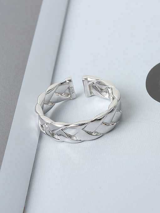 925 Sterling Silver Geometric Minimalist Wave Chain Band Ring