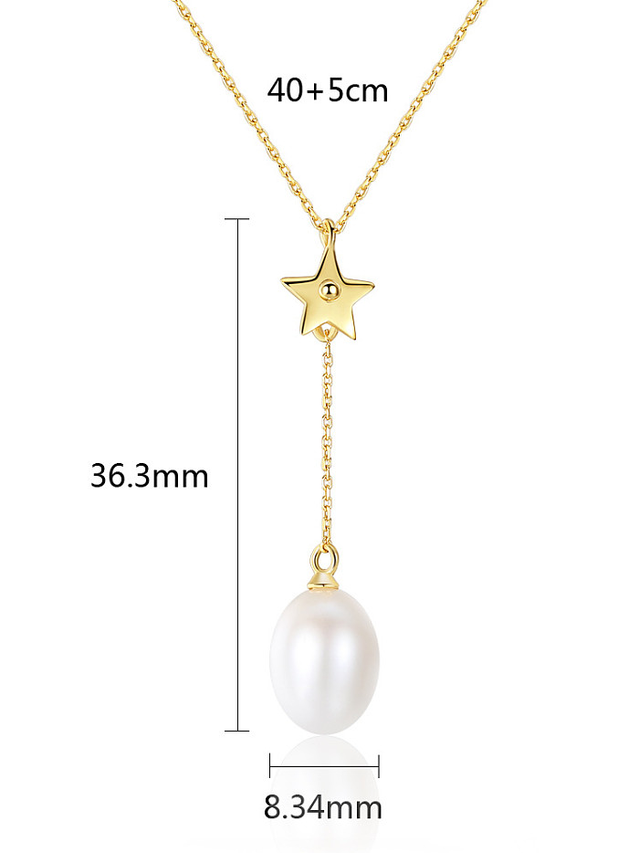 Sterling silver freshwater pearl star necklace