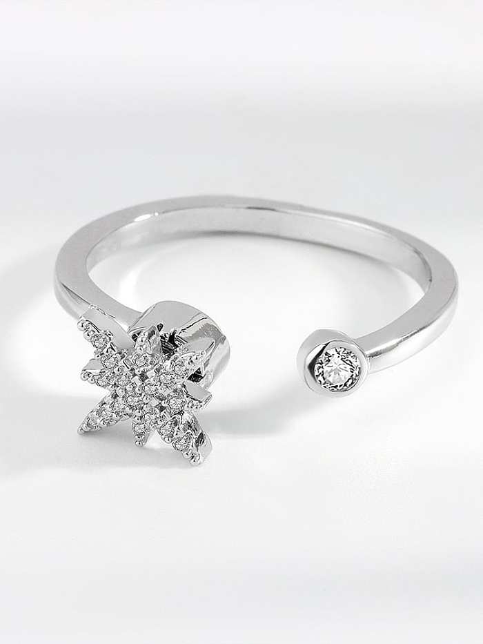 925 Sterling Silver Cubic Zirconia Star Minimalist Rotate Band Ring