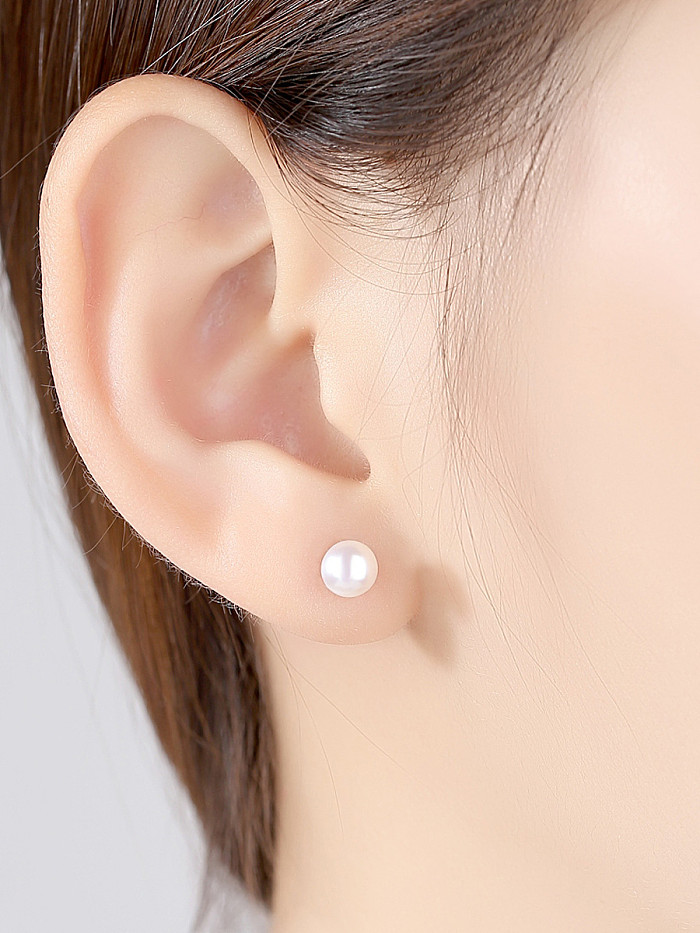 Boucles d'oreilles en forme de fleur d'allergie en argent sterling avec perle d'eau douce naturelle collante