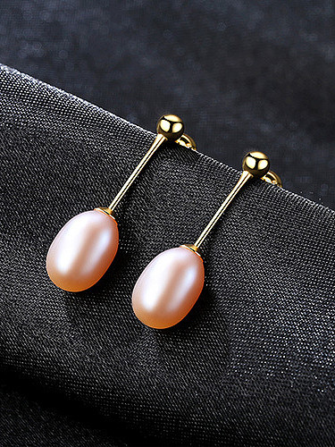 Boucles d'oreilles au design minimaliste en argent sterling avec perles naturelles de 7 à 8 mm