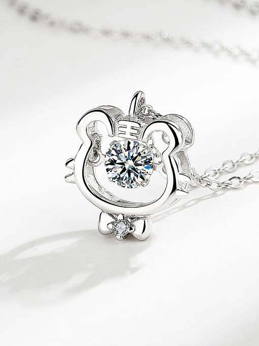 925 Sterling Silver Cubic Zirconia Tiger Cute Necklace