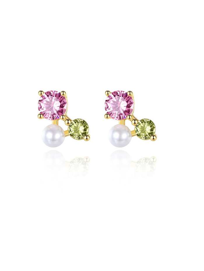 925 Sterling Silver Cubic Zirconia Flower Cute Stud Earring