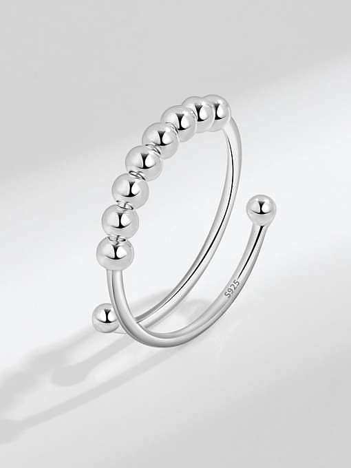 Geometrisch-minimalistischer, drehbarer Perlenring aus 925er-Sterlingsilber