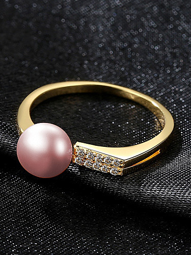 Sterling Silver Natural 7-7.5mm freshwater pearl free size ring