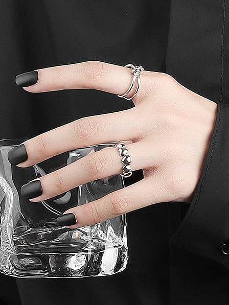925 Sterling Silver Double Layer Cross Minimalist Stackable Ring