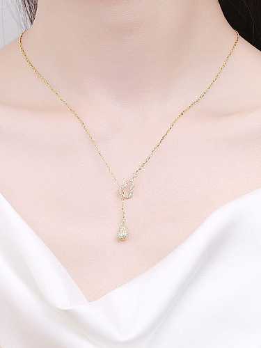925 Sterling Silver Cubic Zirconia Irregular Minimalist Necklace