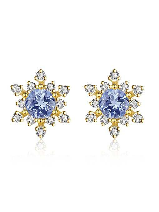 925 Sterling Silver Cubic Zirconia Flower Minimalist Stud Earring