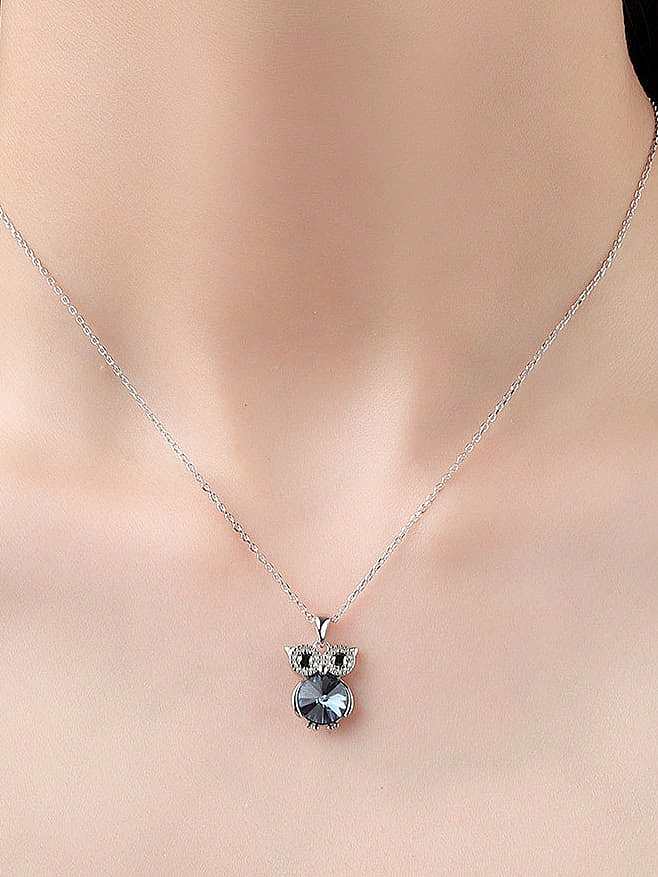 925 Sterling Silver Crystal Owl Minimalist Necklace