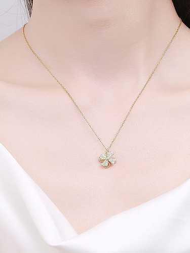 925 Sterling Silver Cubic Zirconia Can be rotated Irregular Dainty Necklace