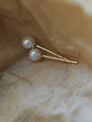 925 Sterling Silver Freshwater Pearl Ball Dainty Stud Earring