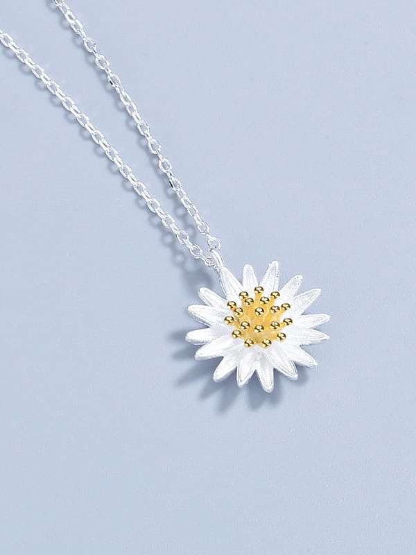 Collier minimaliste fleur en argent sterling 925