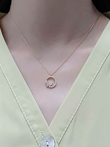 925 Sterling Silver Cubic Zirconia Butterfly Minimalist Necklace