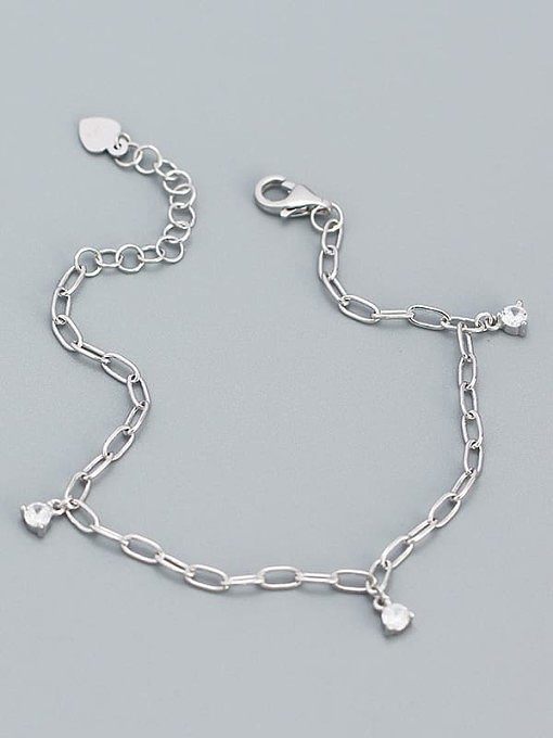 925 Sterling Silver Cubic Zirconia Tassel Dainty Bracelet