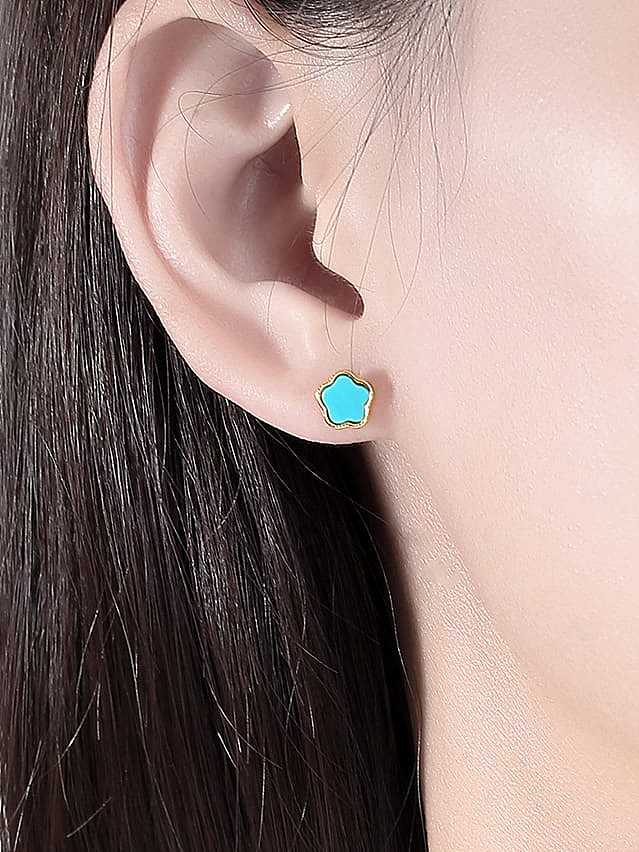 925 Sterling Silver Enamel Flower Minimalist Stud Earring
