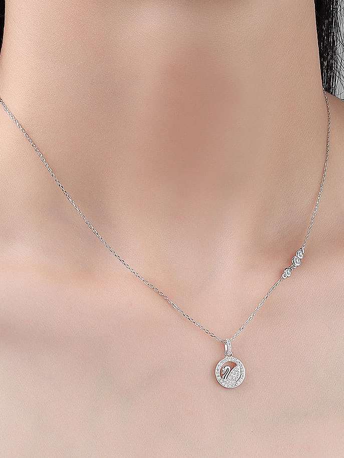 925 Sterling Silver Cubic Zirconia Geometric Swan Dainty Necklace