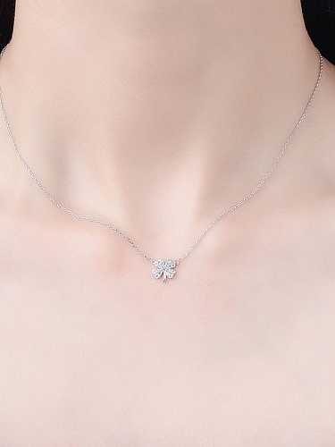 925 Sterling Silver Cubic Zirconia Clover Minimalist Necklace