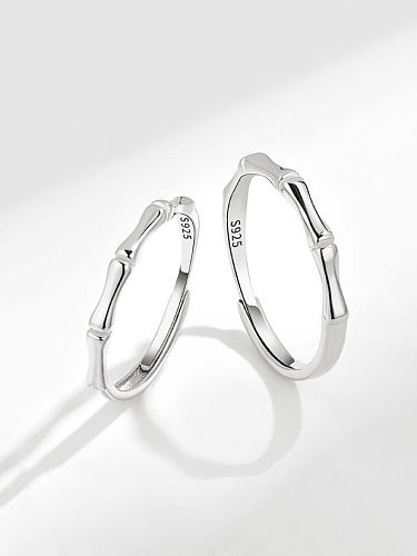 Anel de casal minimalista irregular de prata esterlina 925