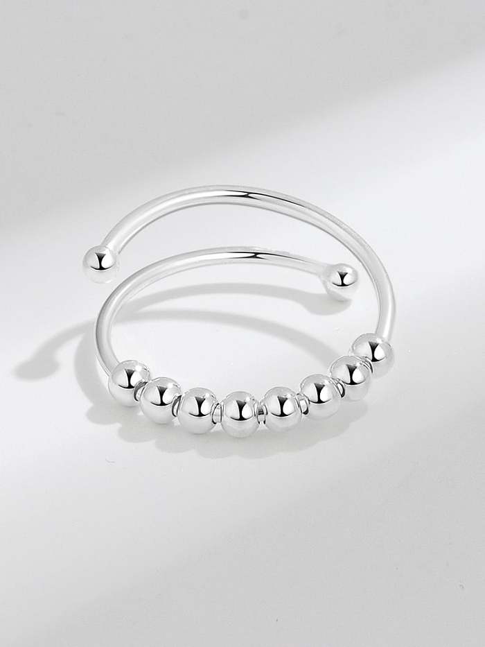 Anel de miçangas geométricas minimalistas giratórias de prata esterlina 925