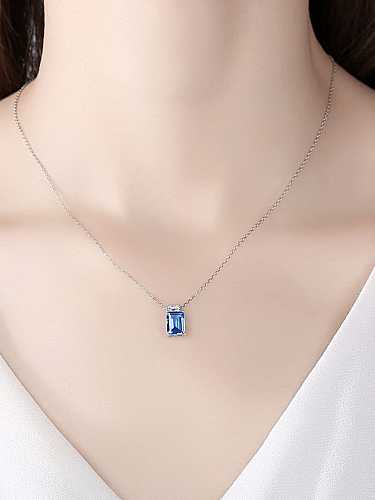 925 Sterling Silver Cubic Zirconia Geometric Minimalist Necklace