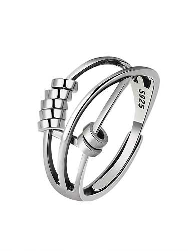 Geometrischer, minimalistischer, drehbarer, stapelbarer Ring aus 925er Sterlingsilber
