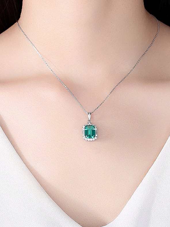 925 Sterling Silver Cubic Zirconia Square Minimalist Necklace