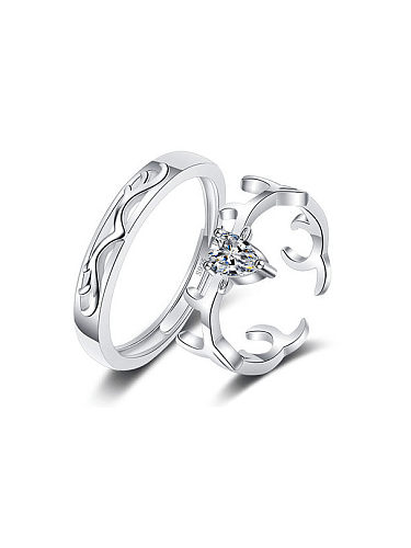 Bague de Noël couple minimaliste cerf en argent sterling 925