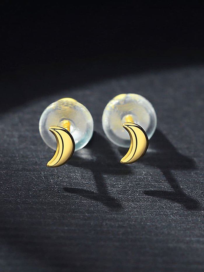 925 Sterling Silver Moon Minimalist Stud Earring