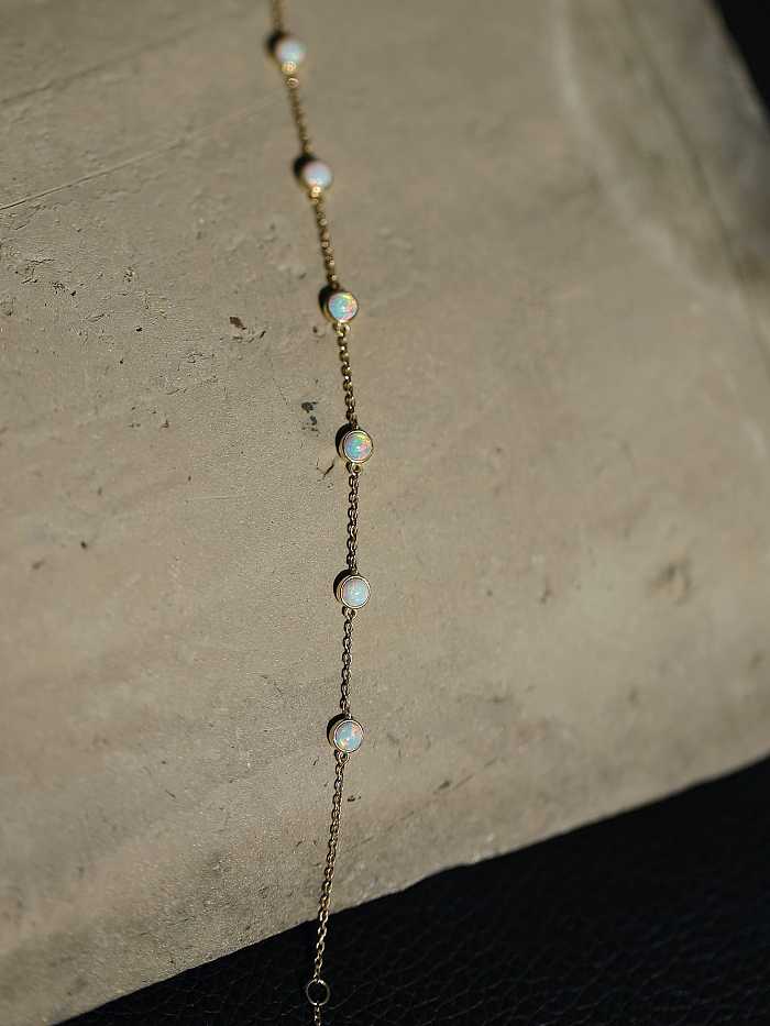 Bracelet à maillons minimalistes géométriques en argent sterling 925 avec opale