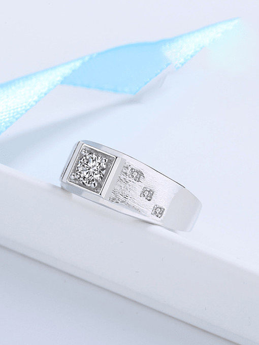 925 Sterling Silver Cubic Zirconia Geometric Dainty Men Band Ring