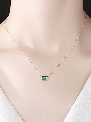 925 Sterling Silver Cubic Zirconia Geometric Minimalist Necklace