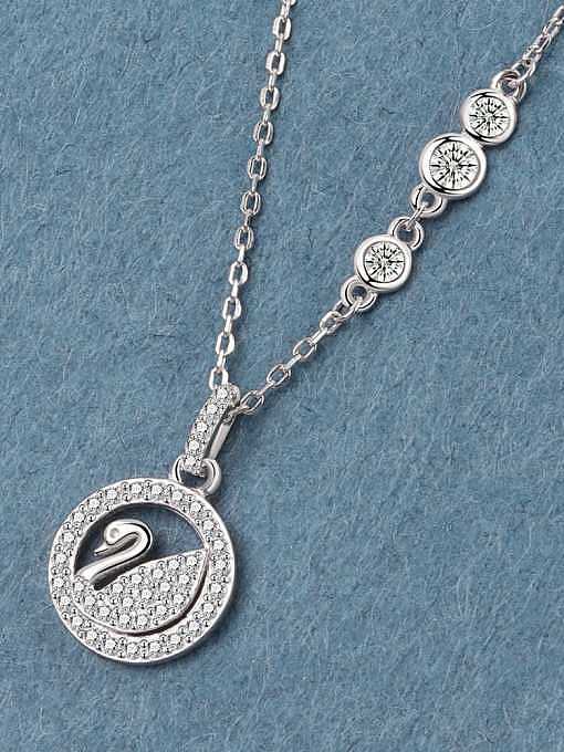 925 Sterling Silver Cubic Zirconia Geometric Swan Dainty Necklace