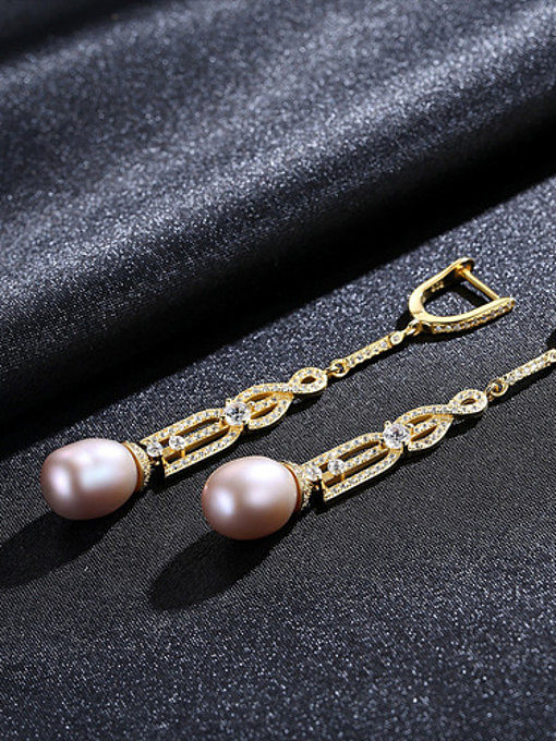 Pure silver retro 7-8mm Natural Freshwater Pearl Earrings