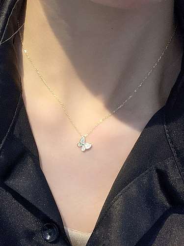 925 Sterling Silver Cubic Zirconia Butterfly Minimalist Necklace