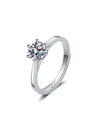 925 Sterling Silver Moissanite Flower Dainty Band Ring