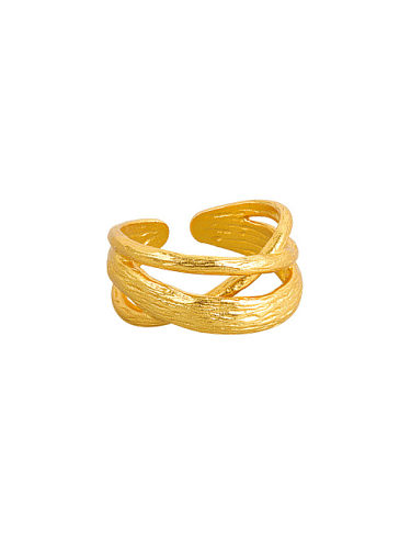 Stapelbarer Hip-Hop-Ring aus 925er-Sterlingsilber mit doppelter Lage und geometrischem Muster