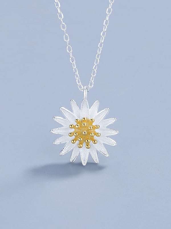 Collier minimaliste fleur en argent sterling 925