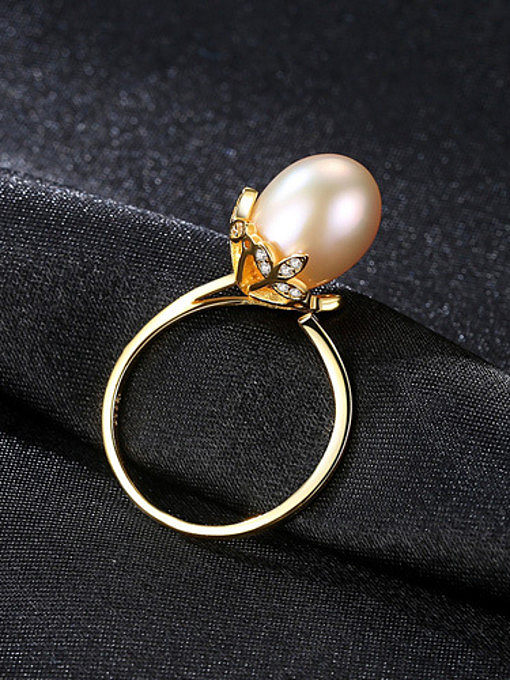 Sterling Silver 10-11mm natural freshwater pearl tulips flower ring