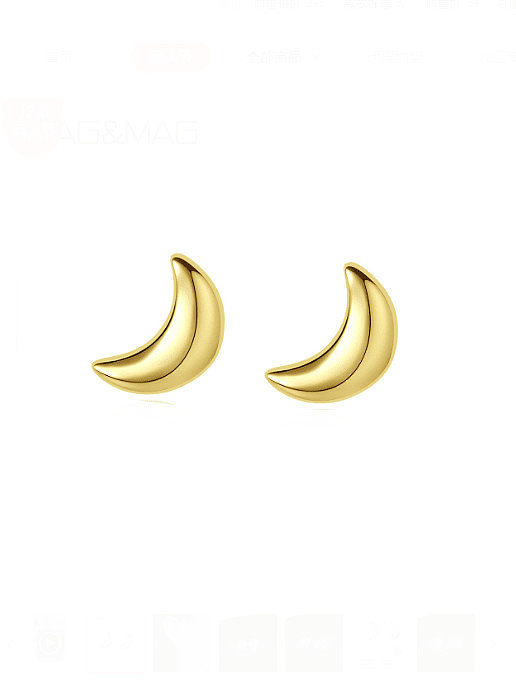 925 Sterling Silver Moon Minimalist Stud Earring