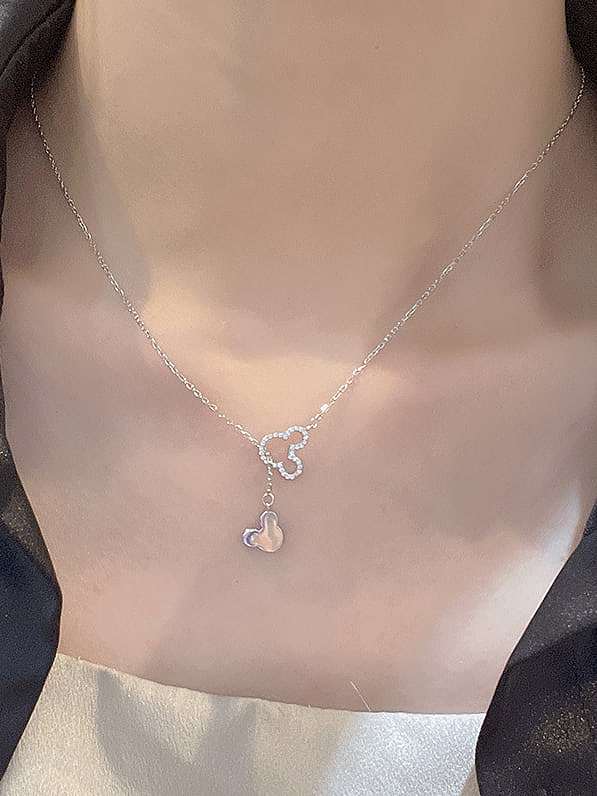 925 Sterling Silver Cubic Zirconia Mouse Minimalist Necklace