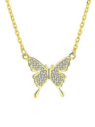 Minimalistische Halskette aus 925er Sterlingsilber mit Zirkonia-Schmetterling