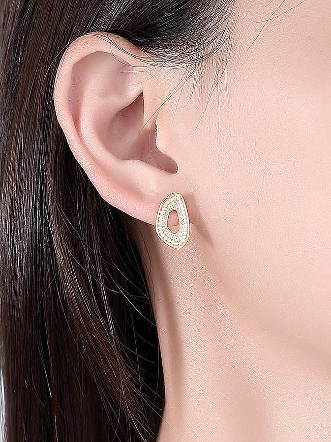 925 Sterling Silver Imitation Pearl Geometric Hip Hop Stud Earring