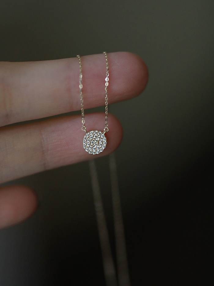 925 Sterling Silver Cubic Zirconia Round Dainty Necklace