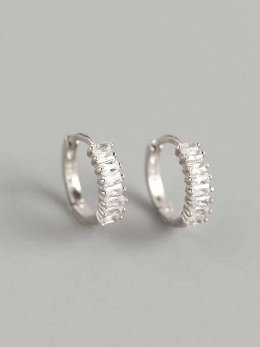 925 Sterling Silver Cubic Zirconia White Geometric Trend Huggie Earring