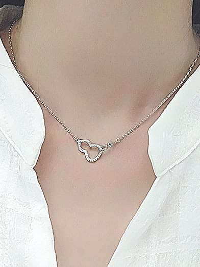 925 Sterling Silver Cubic Zirconia Minimalist Double Gourd Pendant Necklace